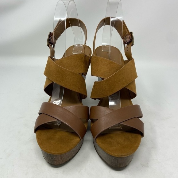 Indigo Rd. Karla Brown Open Toe Slingback Wedges - Picture 5 of 13